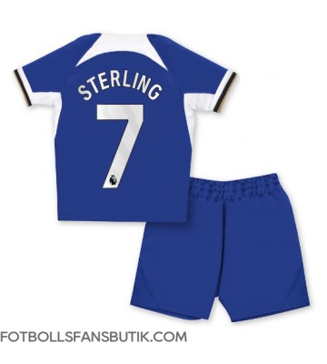 Chelsea Raheem Sterling #7 Replika Hemmatröja Barn 2023-24 Kortärmad (+ Korta byxor)